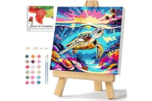 WEMEON Sea Turtle Paint by Numbers Kit for Kids with Framed- Easy Paint by Numbers Kit for Kids Age 4-12, Simple Painting Paint by Numbers for Gift Home Wall Decor(10x10Inch)