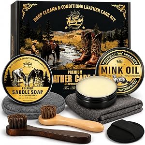 Awaydol Leather Boot Care Kit – Mink Oil,Saddle Soap for Leather, Applicators & Sponge,Flannel bag – Leather Care Kit,Boot Cl