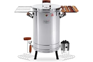 3-in-1 Stainless Steel Smoker Barrel Grill Premium – Portable Charcoal BBQ with Thermometer, 40 lbs Outdoor Cooking Smoker for Camping, Backyard & Home BBQ INGRILL