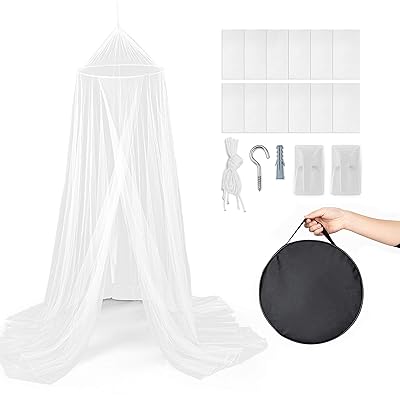 Gibot Large White Bed Canopy Net, Universal Dome Hanging Netting