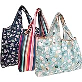 Wrapables Eco-Friendly Large Nylon Reusable Shopping Bags (Set of 3), Summer Fun