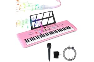 SEMART Keyboard Piano 61 Key Electric Digital Piano Music keyboard w/Microphone Portable Piano For Kids Beginner Birthday Christmas Gifts Pink