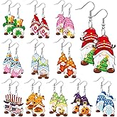 Menkxi 12 Pairs Thanksgiving Holiday Gnome Earrings for Women Christmas Fall Jewelry Gift Holiday Acrylic Drop Dangle Earring Lightweight