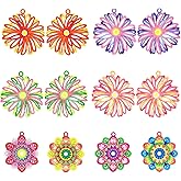 COLIGREE Hollow Flower Charms Multicolor Daisy Filigree Pendants for DIY Earrings Necklaces Bookmarks Hanging Décor Phone Case Décor Accessories