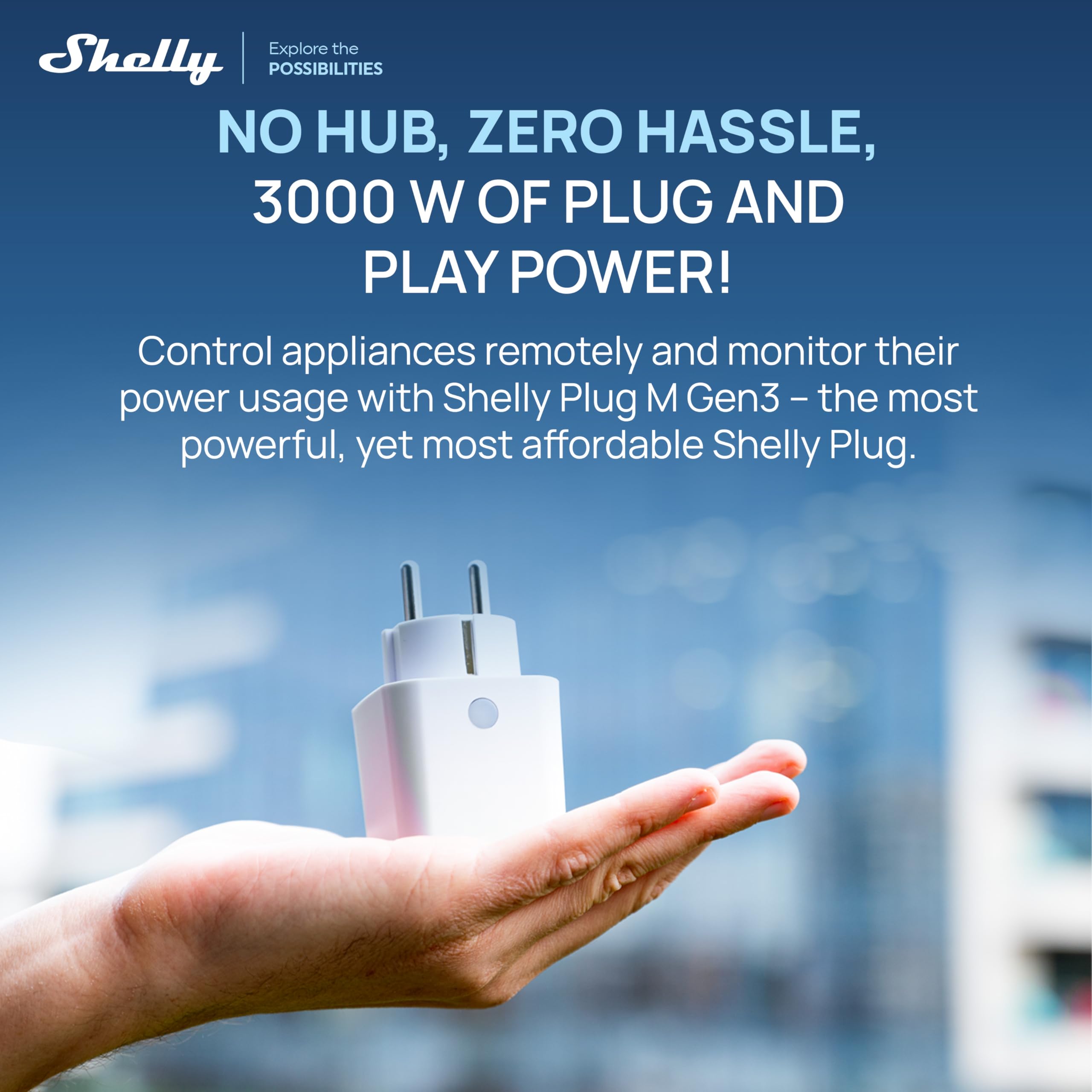 Shelly Plug M Gen3 Weiß - WLAN & Matter Smarte Steckdose, Leistungsmessung, 13A, 3000W, Zeitschaltuhr, Stecker, Smart Home Stecker, Alexa & Google, Apple HomeKit, Kein Hub Erforderlich (4 Stück) 2