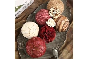 CIR OASES Decorative Bowl & Vase Filler Balls for Home Decor, Set of 6 PCS Natural Tone Rattan Wicker Balls Centerpieces Decoration, Decorative Orbs Vase Bowl Filler for Table Centerpieces