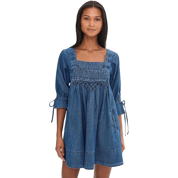 Free People Women's Sammi Denim Mini Dress, Light Indigo, M at Amazon  Women's Clothing store