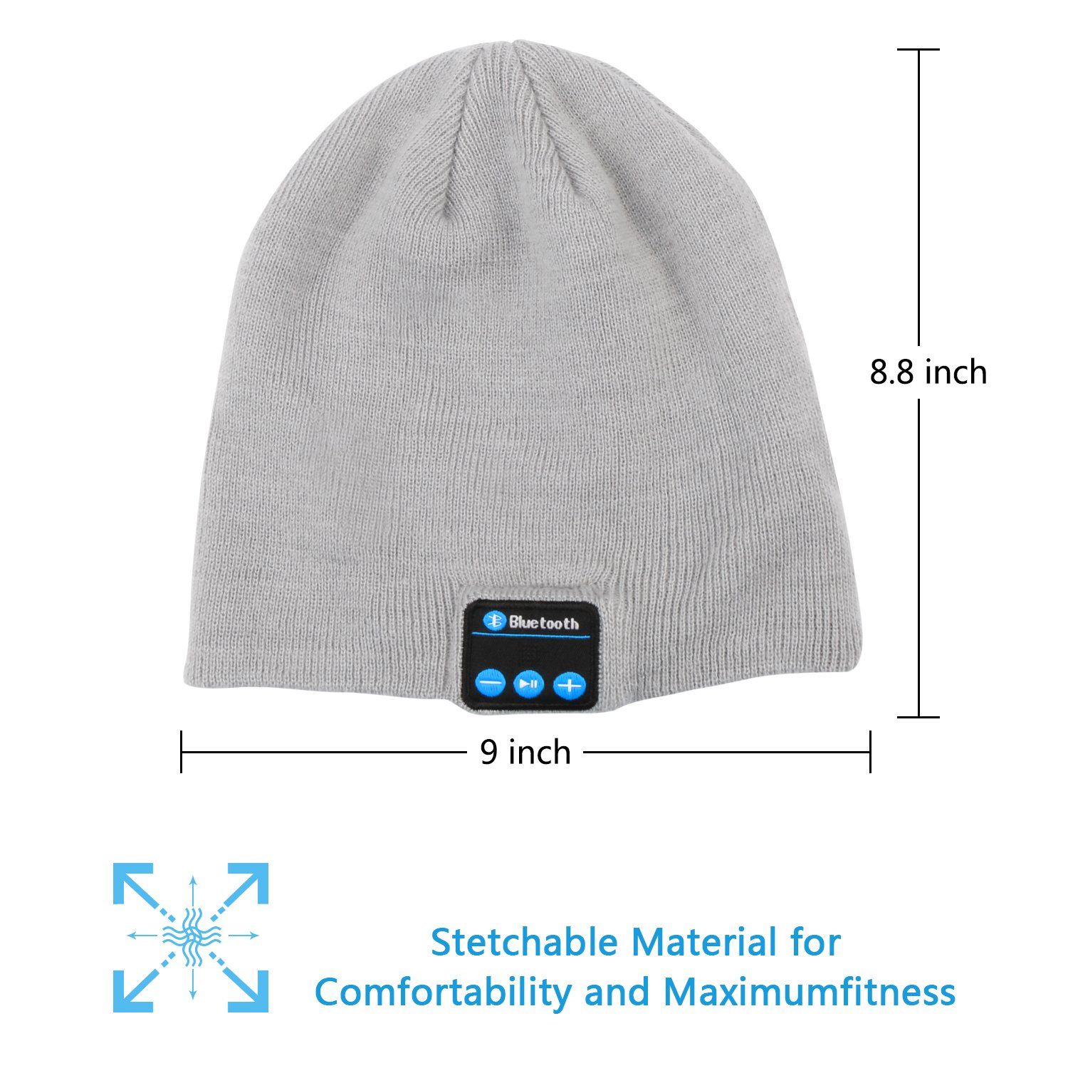 Dolida Bluetooth Wireless Music Beanie Hat Women Men Winter Knitted Hat Trendy Cap with Microphone & Stereo Headphones Headset for Sport Running Dancing, Best Christmas Gift Grey