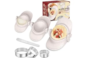 NAMUPIE 7 Piece Dumpling Maker Kit - All-in-One Empanada Maker Set with Press Molds & Ring Cutters, BPA-Free Kitchen Accessor