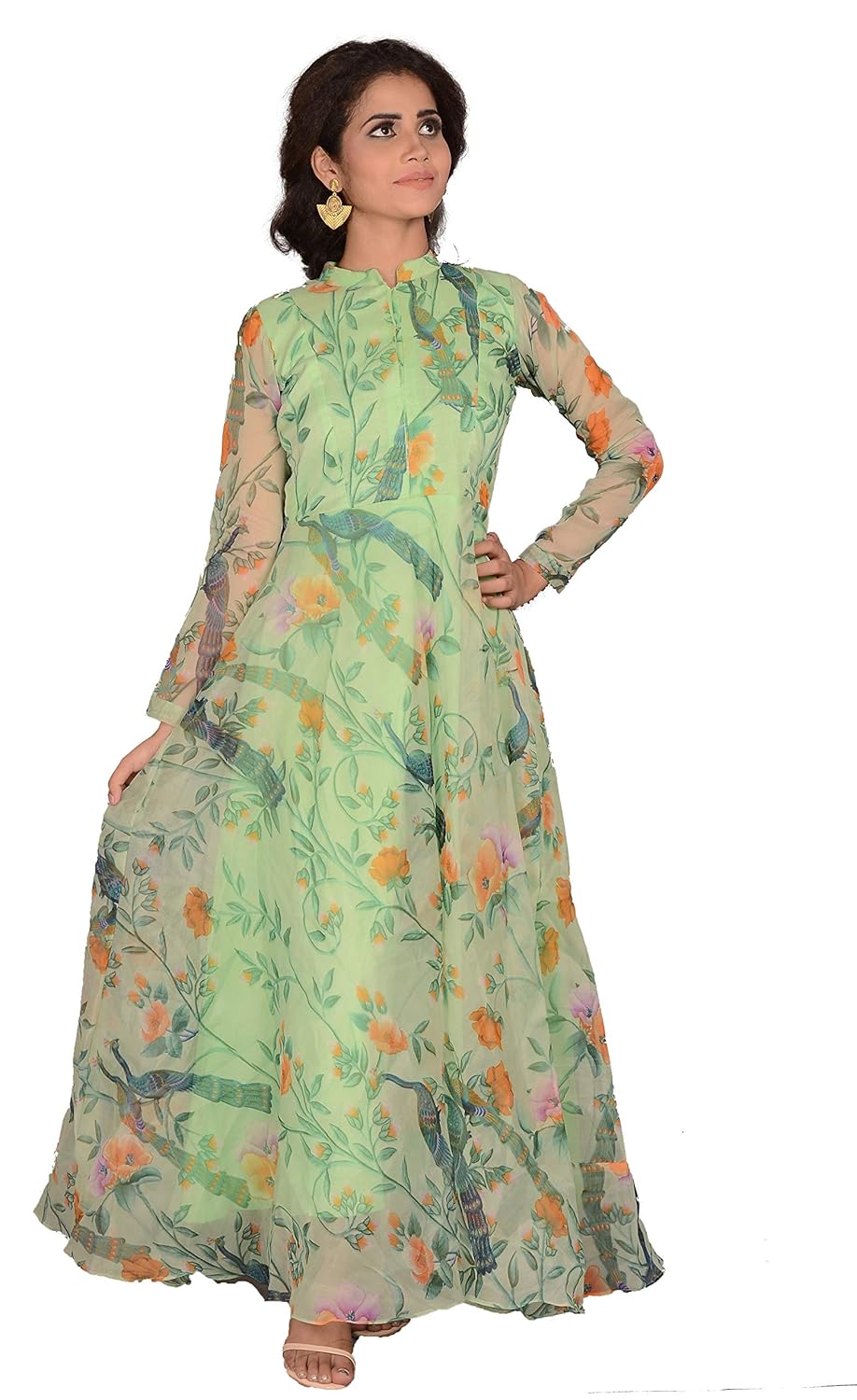 organza floral long frocks