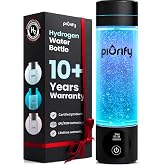 PIURIFY Hydrogen Water Bottle Generator | 6300+ PPB | USA Certified | 10+ Years Warranty | 10 OZ | SPE/PEM Tech | Portable | Nasal Cannula Included | Black