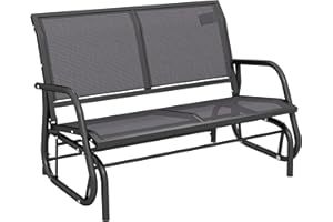 Outsunny 2-Person Outdoor Glider Bench, Patio Double Swing Rocking Chair Loveseat w/Powder Coated Steel Frame for Backyard Garden Porch, Gray