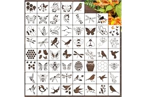 YHSLMH Small Butterfly Craft Stencils for Painting 3 inch Bee Dragonfly Hummingbird Bird Nature Stencils for Kids Adults on Wood Fabric Rock Card Art Paint Wall Furniture Home Decor (60 Animals)