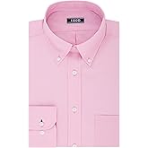 IZOD mens Regular Fit Stretch Solid Button Down Collar Dress Shirt, Pink, 16 -16.5 Neck 34 -35 Sleeve Large US