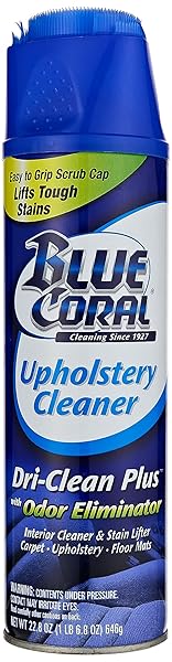 BLUE CORAL DC22 UPHOLSTERY CLEANER DRI-CLEAN PLUS WITH ODOR ELIMINATOR, 22.8 OZ. AEROSOL