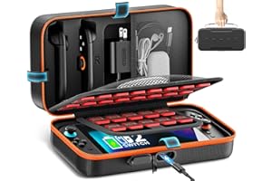 GERSKER Switch 2 Carrying Case Charge Inside Compatible with Nintendo Switch 2 (2025)/ Original/ OLED, Travel Carrying Case with Slots for Joycon 2 & AC Adapter, Hard Shell Protective Bag for 26 Games