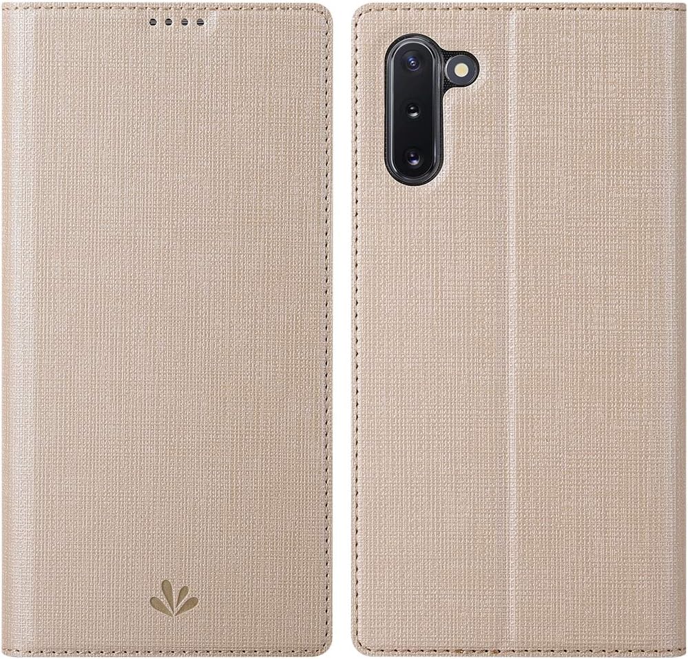 Eastco Galaxy Note 10 Case,Galaxy Note 10 Wallet Case,Flip Folio Cover Kickstand Card Slots Bumper PU Leather TPU Rubber Slim Shockproof Anti Scratch Protective Shell for Galaxy Note 10,Gold