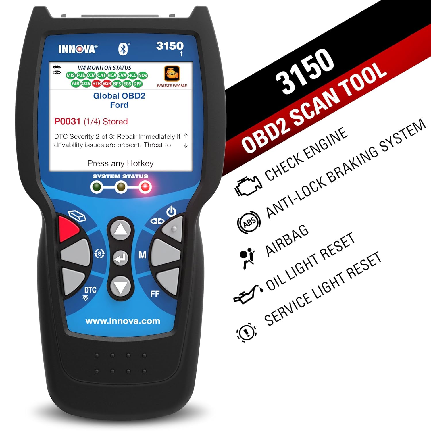 Amazon.com: INNOVA 3150 Diagnostic Scan Tool/Code Reader with ABS/SRS for  OBD2 Vehicles: Automotive