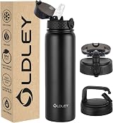 OLDLEY 1L Stainless Steel Water Bottle with 3 Lids Leakproof Vacuum Flask view 1