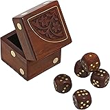 Handmade Indian Dice Game Set with Decorative Storage Box - Includes 5 Wooden Dice - Unique Gifts for Adults by ShalinIndia