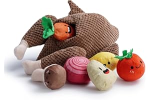 Nocciola 7 in 1 Thanksgiving Turkey Dog Toys, Squeaky Stuffed Soft Interactive Cognitive Enrichment Hide and Seek Dog Chew Toys for Large Medium Small Dogs, Cute Plush Pet Supplies 7 Packs