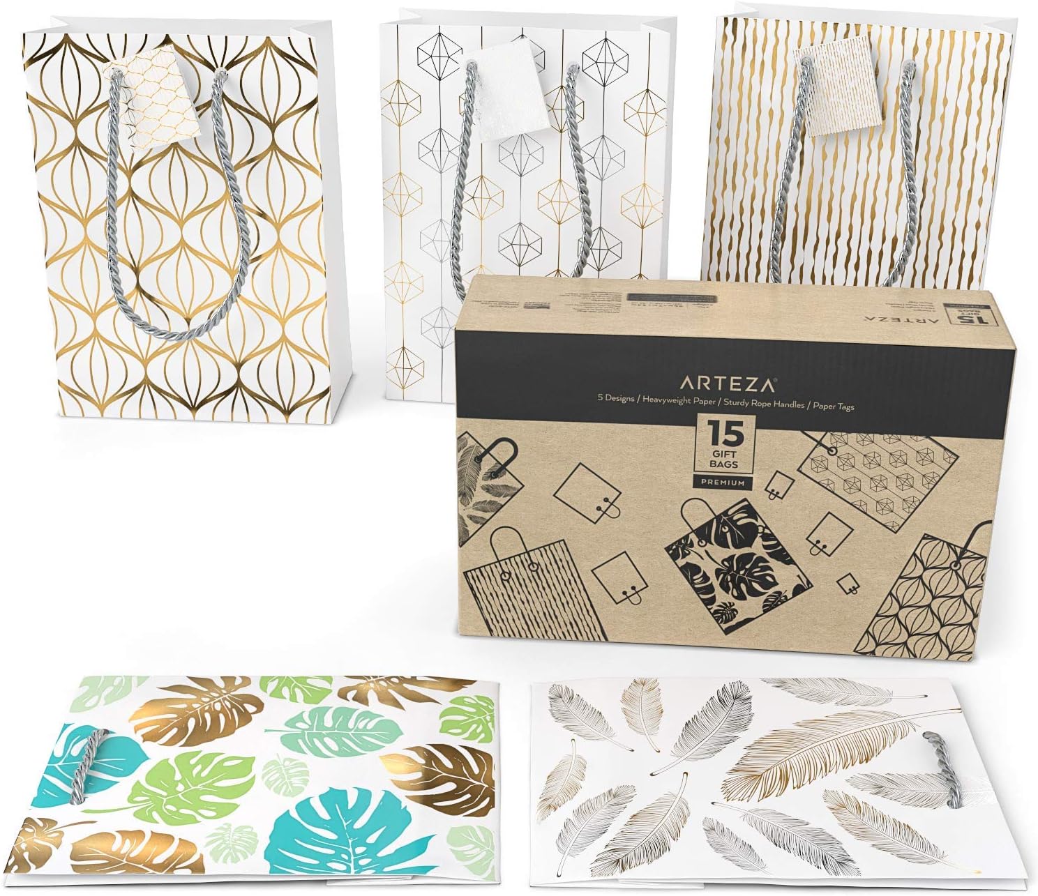 ARTEZA Gift Bags, White - Image 5