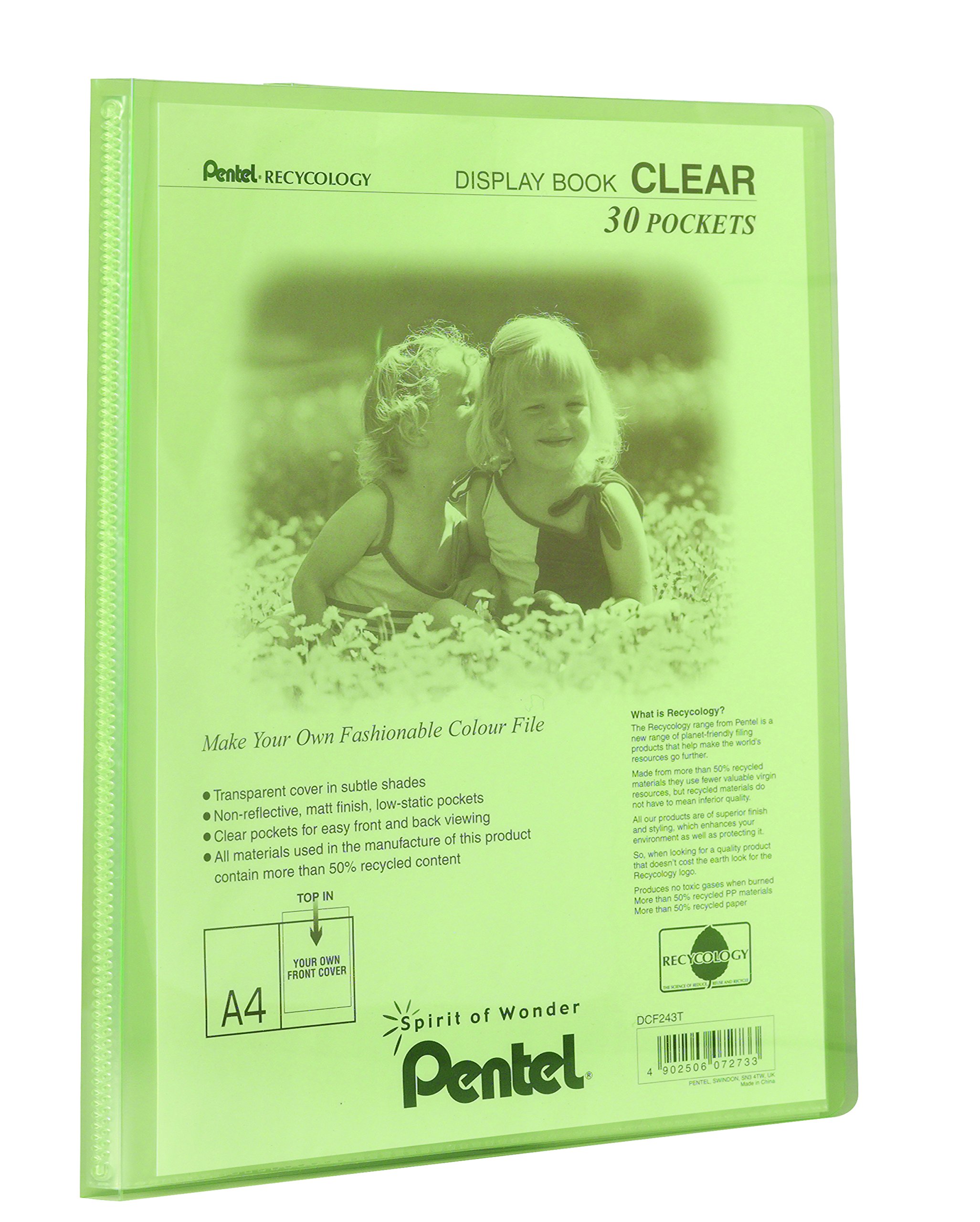 Pentel A4 Recycology Display Book with 30 Clear Pocket - Green