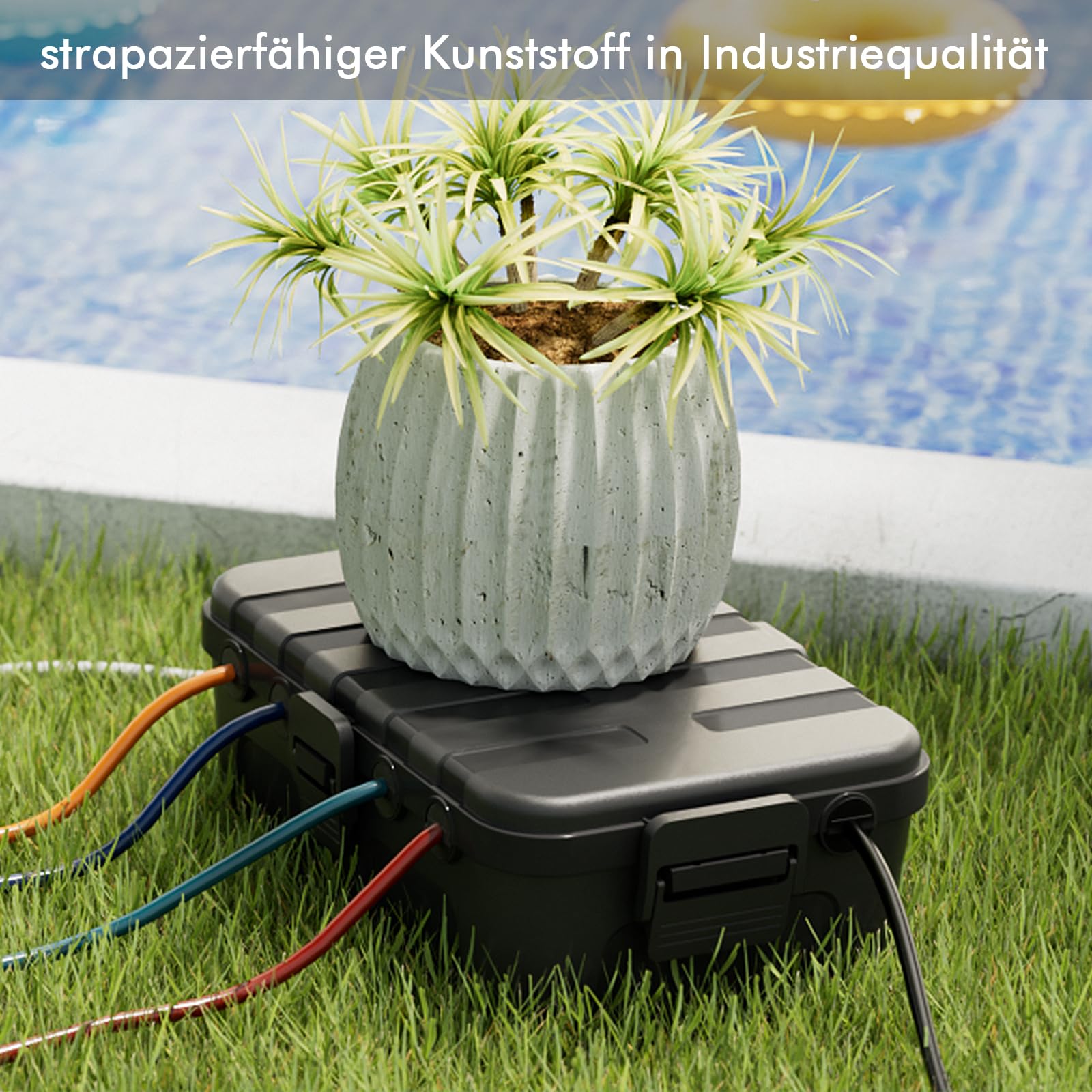RESTMO große wasserdichte Kabelbox für den Außenbereich (Outdoor), IP54 wasserdicht, wetterfester Elektrokasten zum Schutz von Verlängerungskabel, Steckdosenleisten, Außensteckern (32x22x13cm)-Schwarz 5