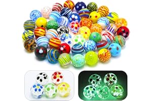 VEALIZUU 40 PCS Glass Marbles for Kids, 35 Colorful Assorted Marbles and 5 Glow in The Dark, Marble Run Games Accessories for Boys and Girls, Beautiful Marble Bulk for Home Decoration