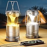 2 Pack Camping Lantern Rechargeable Collapsible, 1000LM 65 LED 3 Light Modes Camping Lights, Stepless Dimming, Waterproof Portable Lanterns for Camping Power Outages Tent Emergency Home Hiking