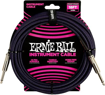 Ernie Ball 18' Braided Instrument Cable Purple Black
