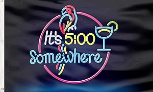 QOR Balance It's 5 O'Clock Somewhere Flag with 2 Brass Grommets,3x5 Ft Outdoor Sign House Banner Polyester Yard Lawn Outdoor Decor