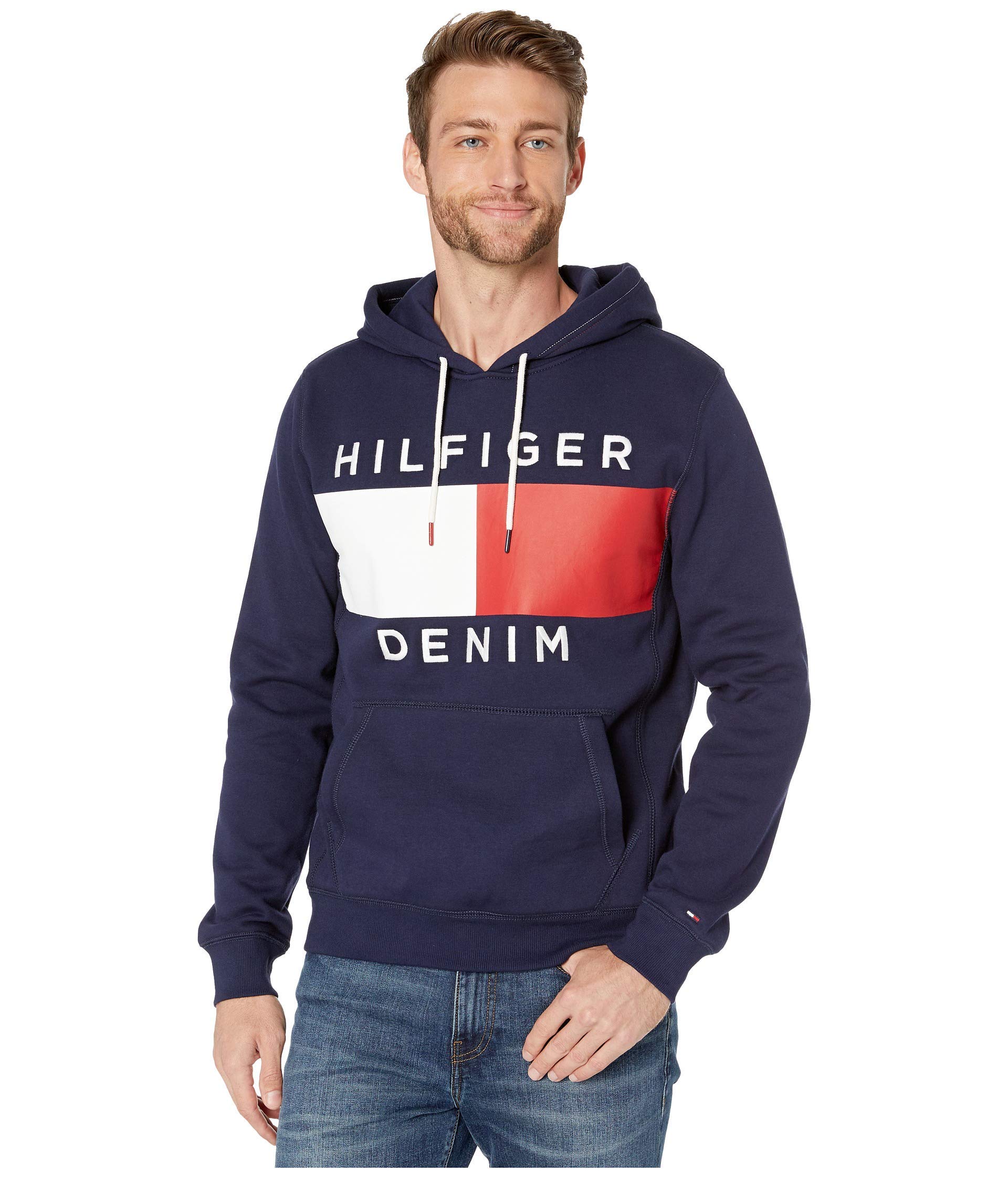 Tommy Hilfiger Men's THD Hoodie Sweatshirt Sweater, -Peacoat, SM Image