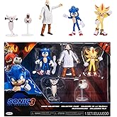 Sonic 3 Movie Action Figures 2.5-Inch Movie Collector Toy Figure Multi-Pack, Wave #3 Includes Sonic, Gerald Robotnik, Super S, Buzzbomber &amp; Burrito Drone- Officially Licensed Toys