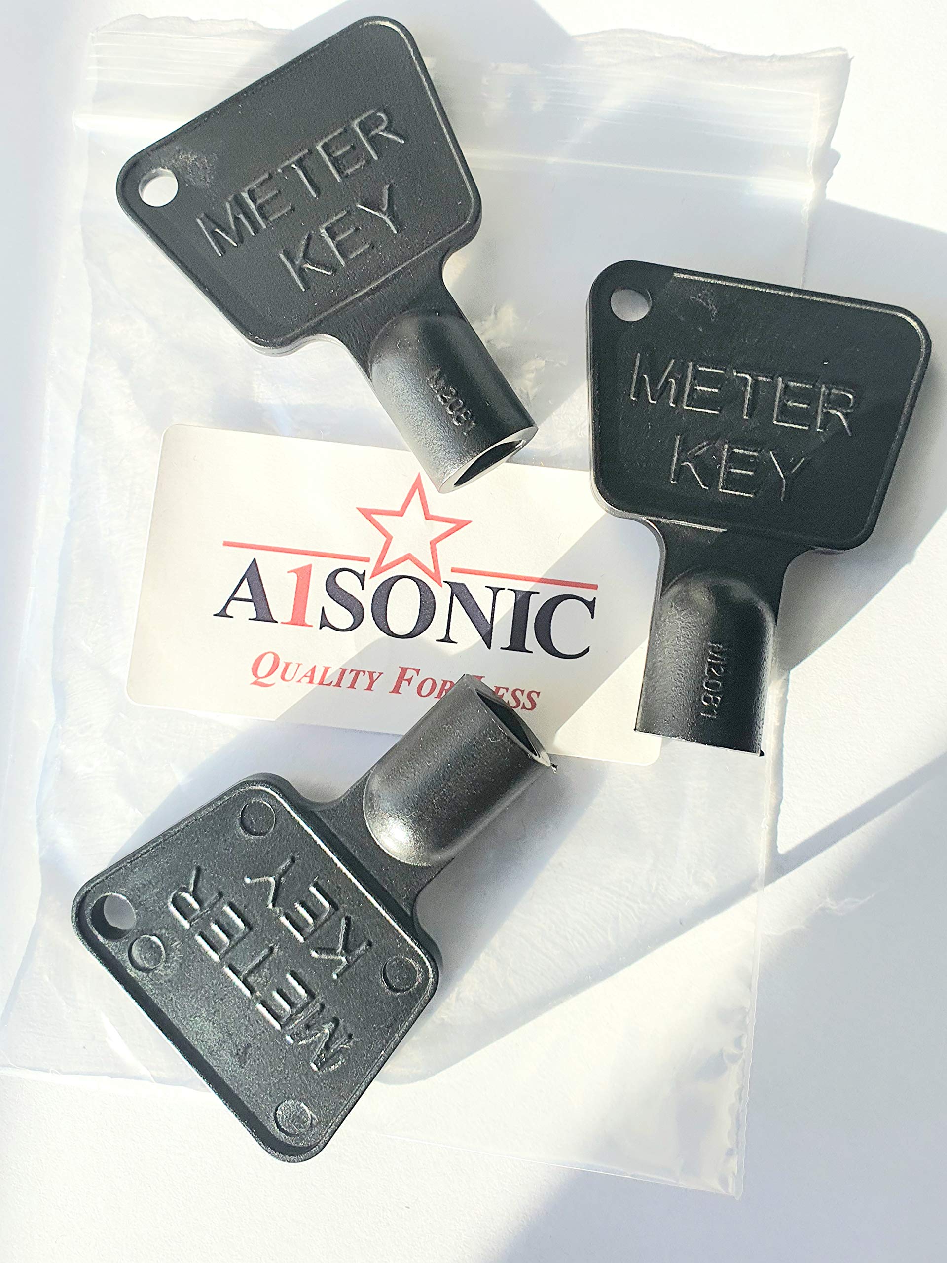 A1Sonic Quality for less Black Plastic Triangular Gas Electric Utility Meter Key (Three Pack)
