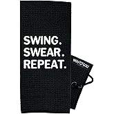 Wolf Golf Towels - Swing Swear Repeat Golf Towel - Embroidered Funny Golf Towel - Golf Gift for Men or Women - Golf Accessories for Women or Men