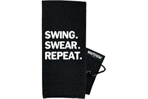 Wolf Golf Towels - Swing Swear Repeat Golf Towel - Embroidered Funny Golf Towel - Golf Gift for Men or Women - Golf Accessories for Women or Men