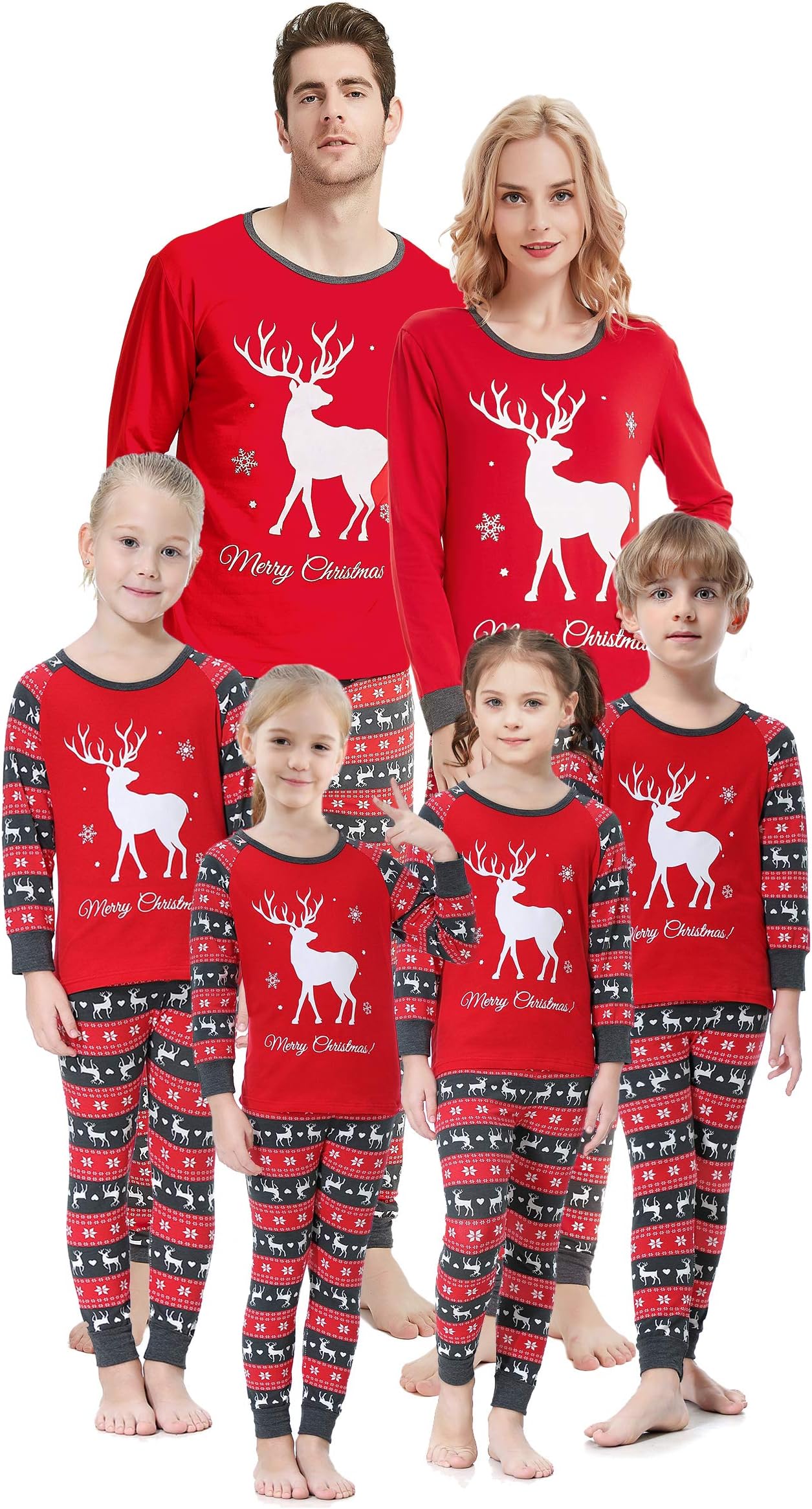 Christmas Family Matching Pajamas Set Santa's Deer Sleepwear for The Family Boys and Girls