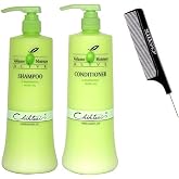Chihtsai OLIVE Volume Moisture Shampoo &amp; Conditioner DUO SET, D-Panthenol, Olive Oil (with Sleek Comb) (34 oz / 1000 ml - LARGE LITER DUO KIT w/PUMPS)