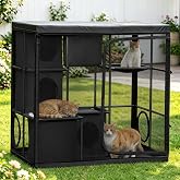 Rywell Extra Large Catio Outdoor Cat Enclosure Weatherproof | Multi-Level with 2 Platforms and 4 Resting Box, Escape-Proof for Patio/Balcony/Backyard/Garden, Heavy-Duty for Multiple Cats