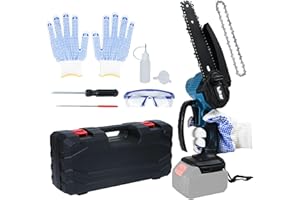 lukar Cordless Mini Chainsaw Compatible for Makita 18V Battery, Brushless Handheld 6 Inch Mini Chain Saw with Oiler, 2 Chains and Chain File, Small Portable Chain Saw for Tree Wood Cutting (Only Tool)