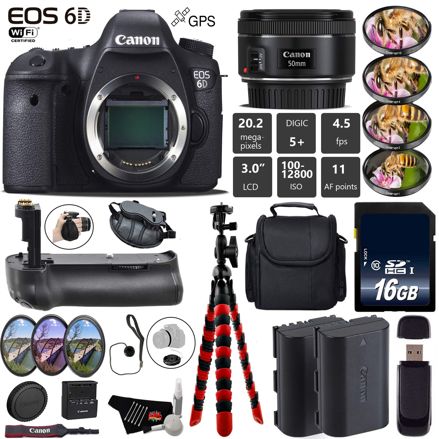 Canon EOS 6D DSLR Camera with 50mm f/1.8 STM Lens + Professional