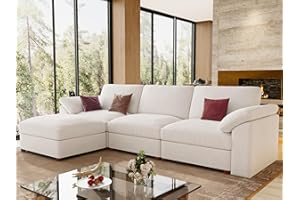 EASE MOOSE White Sectional Modular Sofa，Oversized L Shape Sectional Couch Wide Deep Modular Sofa White Couch