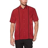 Cubavera Paneled Short Sleeve Shirt for Men, Classic Fit, Wrinkle Resistant, Casual Button-Down Shirt With Spread Collar