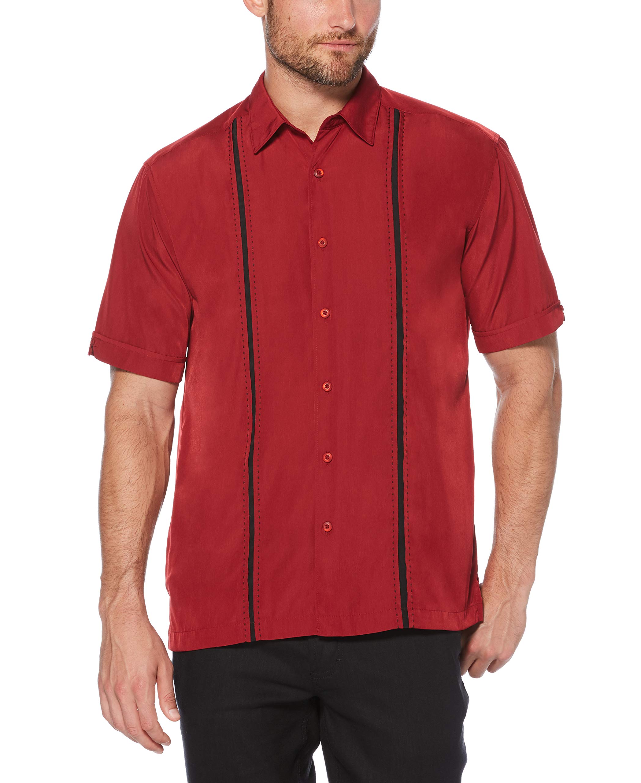 Cubavera Paneled Short Sleeve Shirt For Men, Classic Fit, Wrinkle Resistant, Casual Button-Down Shirt For Men With Spread Collar (Sizes Small - 5Xl), Biking Red, 3X-Large Big Image
