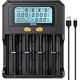 EBL 18650 Battery Charger with Discharge & Testing Functions, Lithium Battery Charger for 3.6V/3.7V/3.85V Li-ion/IMR/INR/ICR/