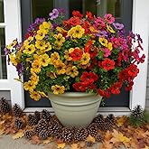 12 Bundles Artificial Flowers for Outdoor Indoor Fake Flowers UV Resistant Artificial Outdoor Flowers Fake Plants Faux Flower for Porch Garden Home Patio Decor Home ((Mix Pink Red Purple Yellow))