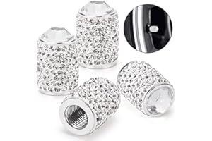 ToBeQueen Bling Tire Valve Caps, 4 Pack Handmade Crystal Rhinestone Tire Caps Universal Bling Car Accessories for Women Dustproof Bling Valve Stem Caps Cover for Car/SUV/Motorcycle/Bike(Silver)