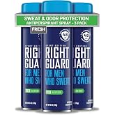 Right Guard Sport Fresh Scent Antiperspirant &amp; Deodorant Spray - 4-in-1 Protection Spray Deodorant for Men, Blocks Sweat, 48-Hour Odor Control, Quick-Drying, &amp; Long-Lasting, 6oz (3 Pack)