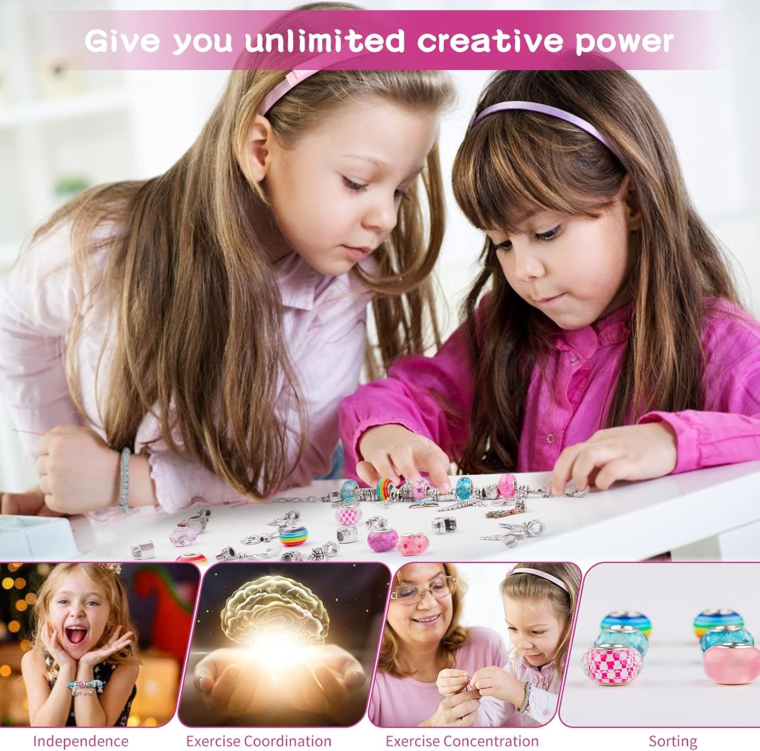 HYASIA Unicorn Gifts for Girls, Arts Crafts Jewellery Bracelet Making Kit for Kids Age 7 8 9 10+ Year Old - Image 4